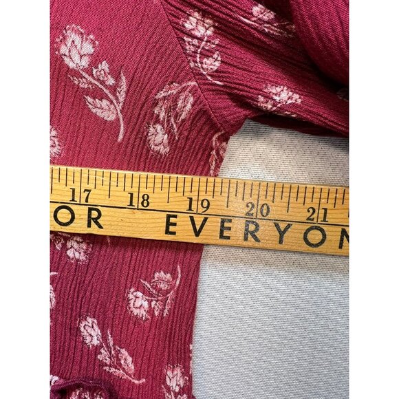 Knox Rose Womens Peasant Boho Tiered Dress Size L Burgundy Red Floral - Picture 8 of 11